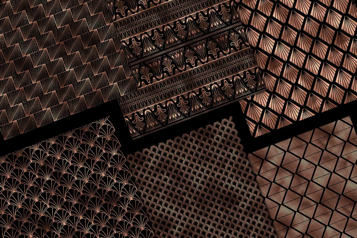 Black & Rose Gold Art Deco Patterns
