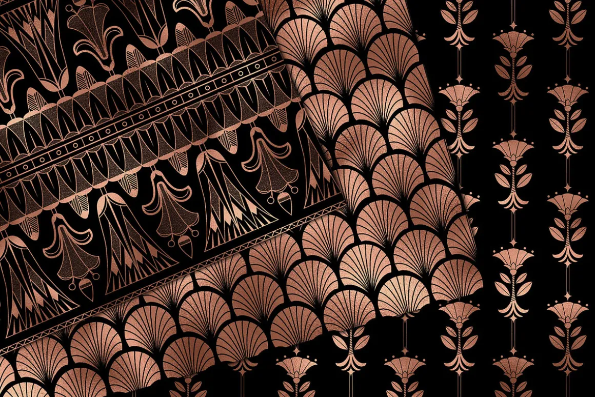 Black & Rose Gold Art Deco Patterns