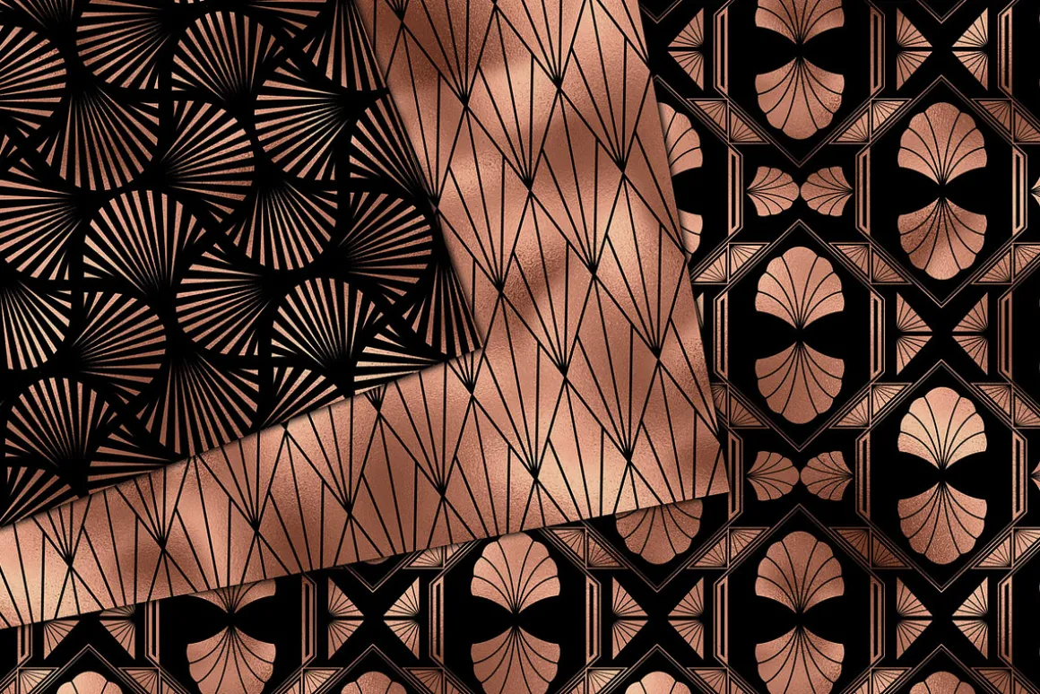 Black & Rose Gold Art Deco Patterns