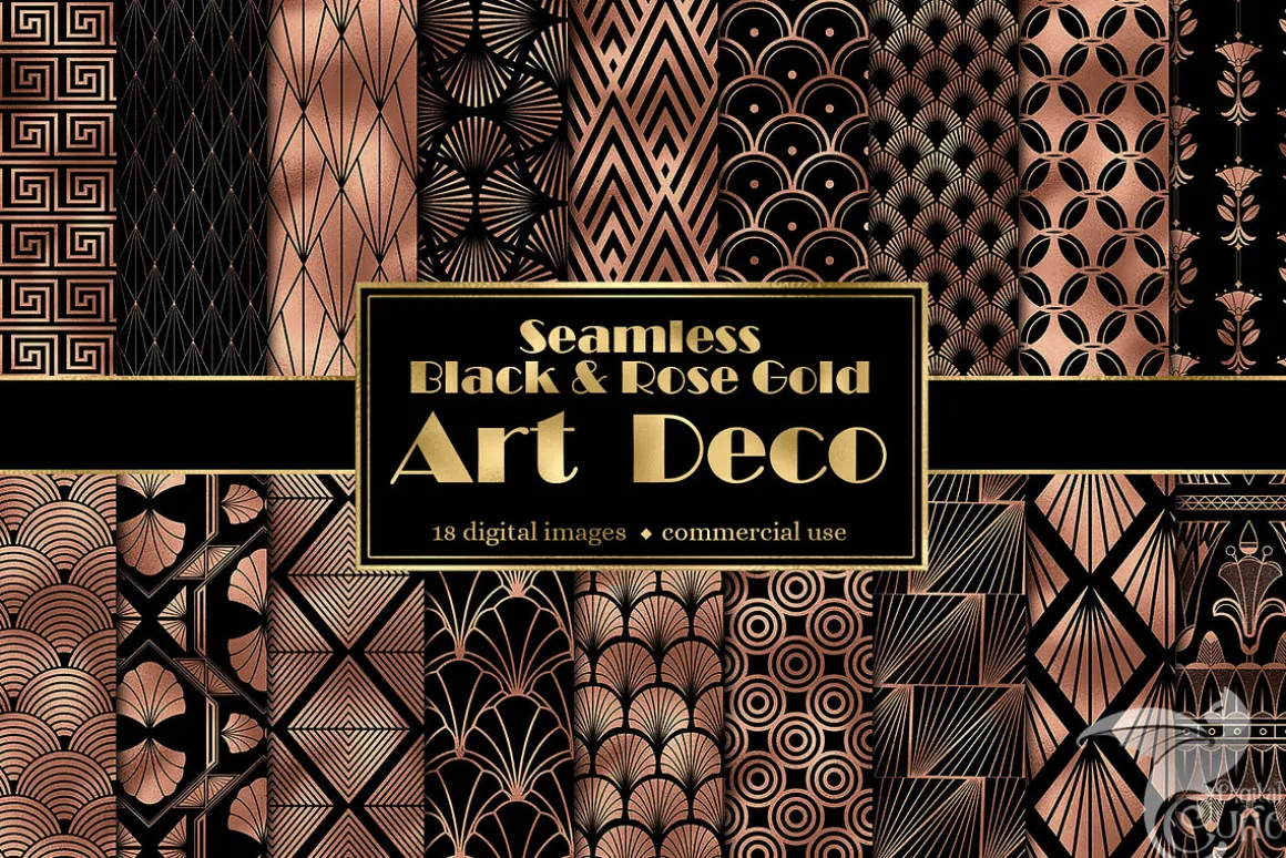 Black & Rose Gold Art Deco Patterns
