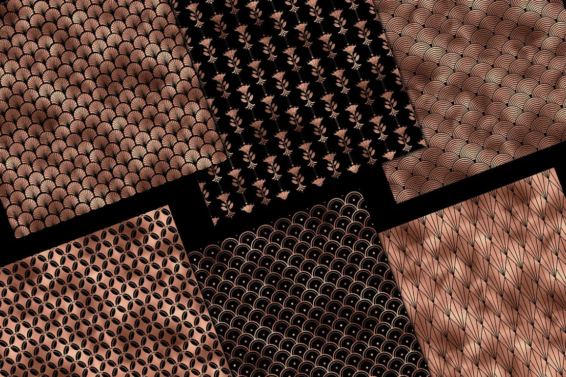 Black & Rose Gold Art Deco Patterns