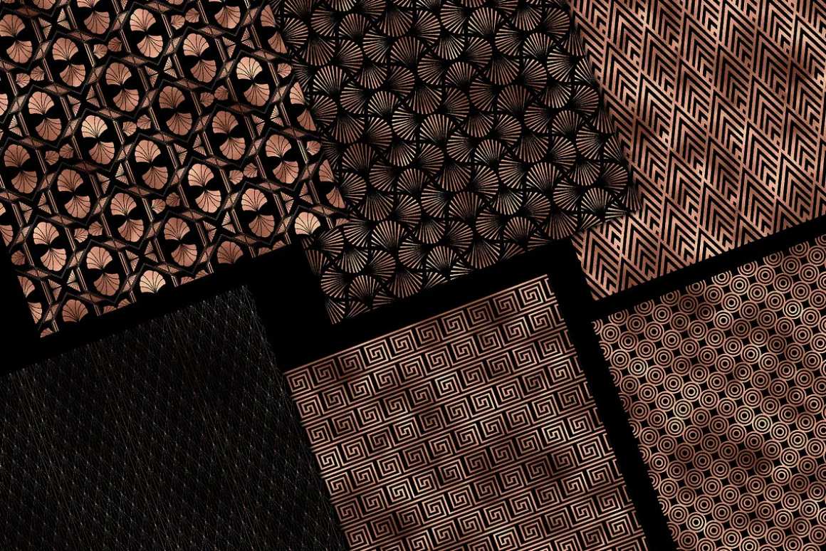 Black & Rose Gold Art Deco Patterns
