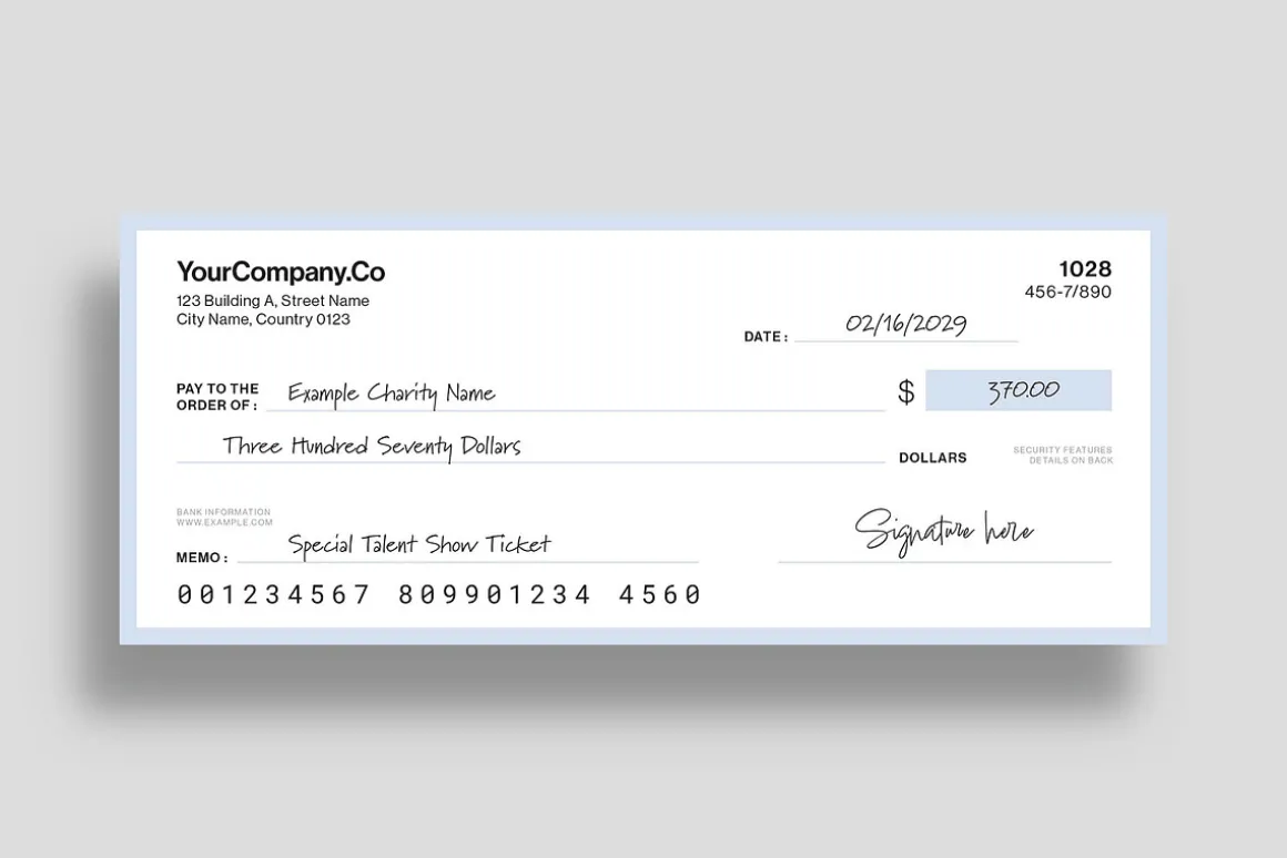 Blank Check / Cheque Template