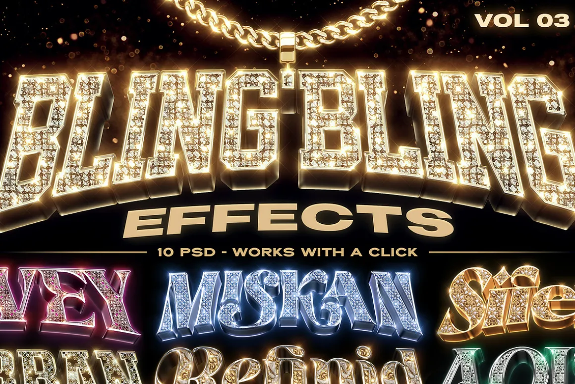 Bling Bling Gold Text Effects Vol 03
