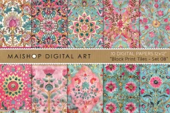 Block Print Tiles Digital Papers
