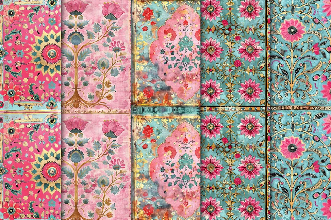 Block Print Tiles Digital Papers