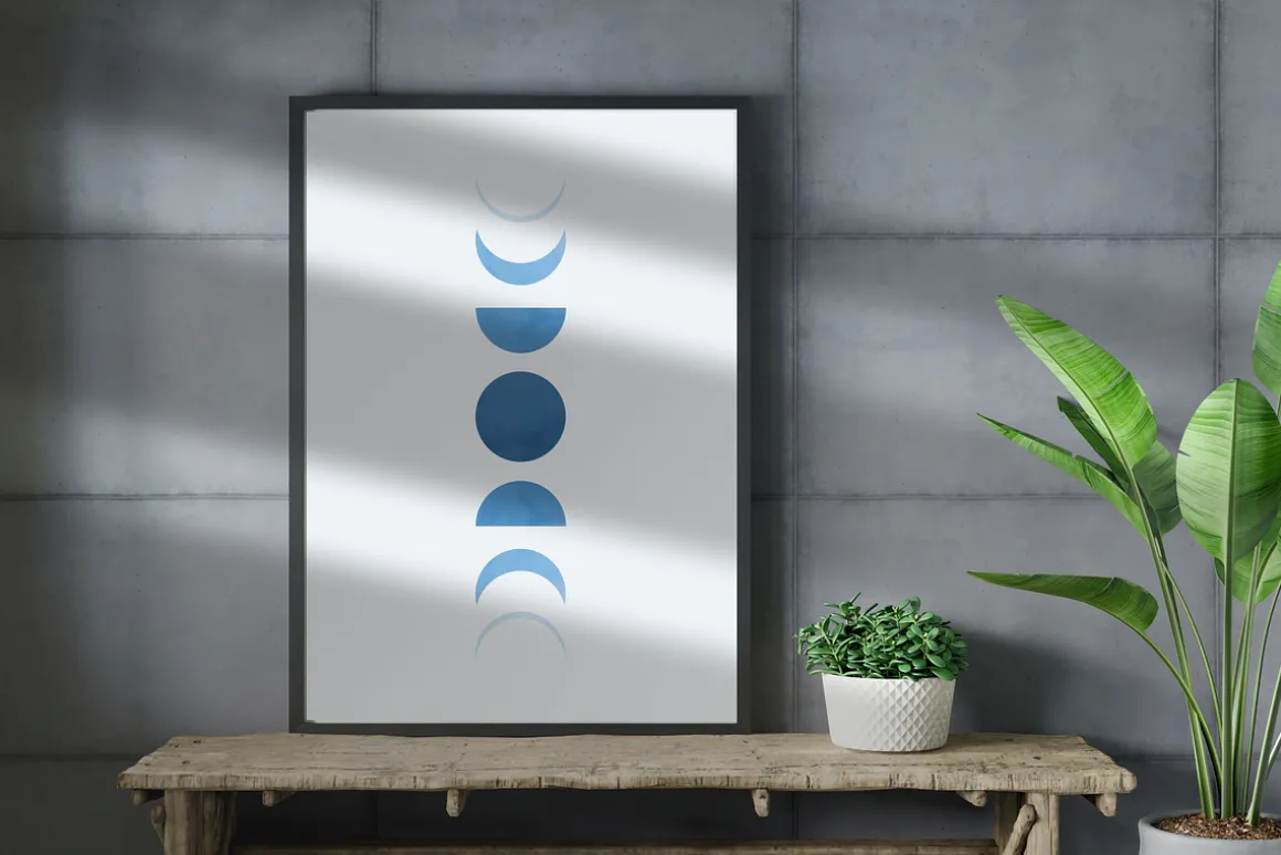 Blue Minimalist Wall Art Set of 4