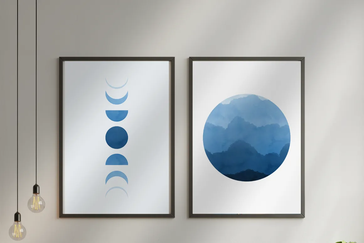 Blue Minimalist Wall Art Set of 4