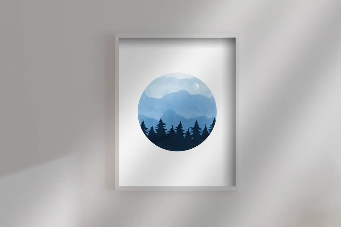 Blue Minimalist Wall Art Set of 4