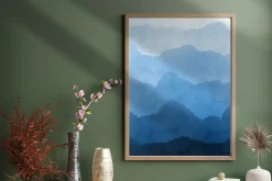 Blue Minimalist Wall Art Set of 4