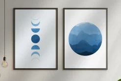 Blue Minimalist Wall Art Set of 4