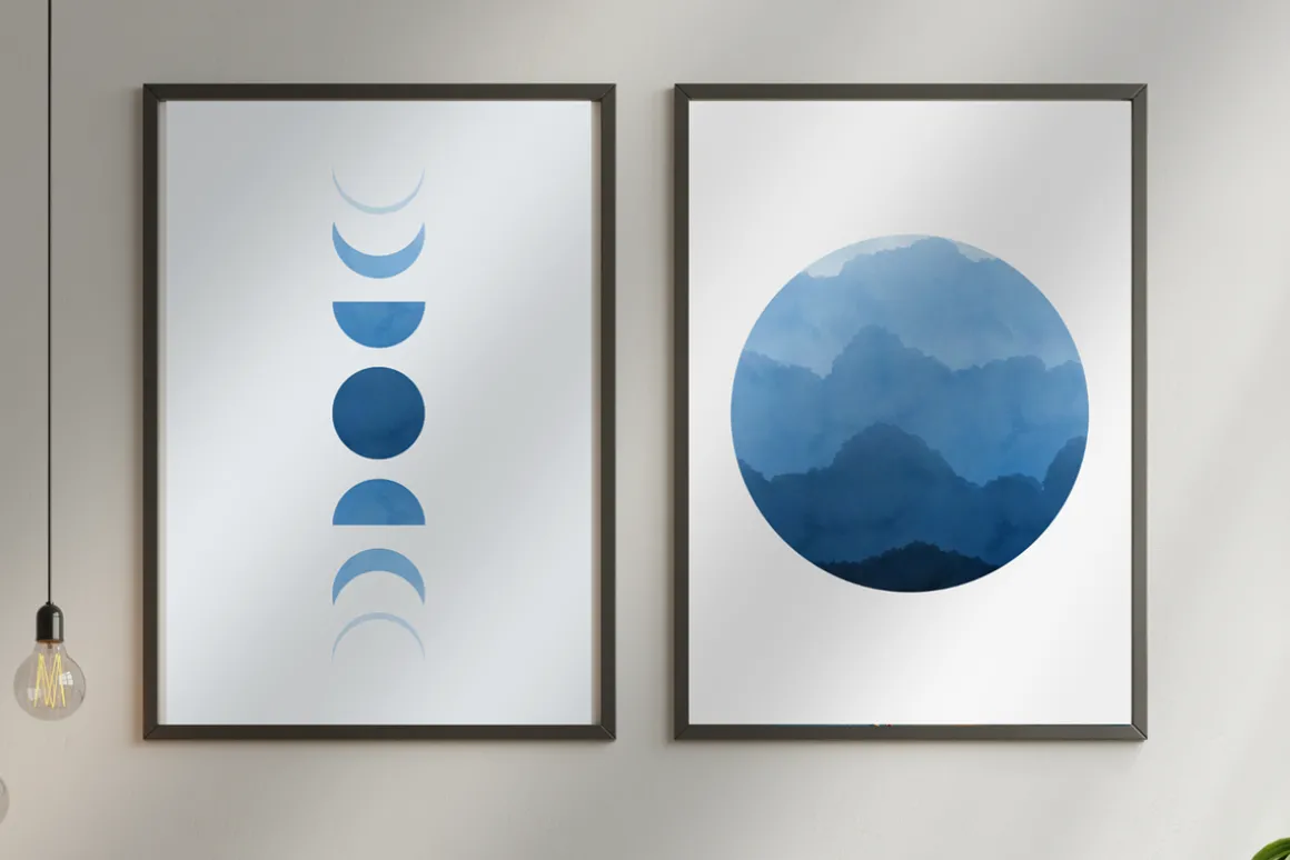Blue Minimalist Wall Art Set of 4
