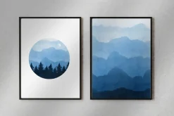 Blue Minimalist Wall Art Set of 4