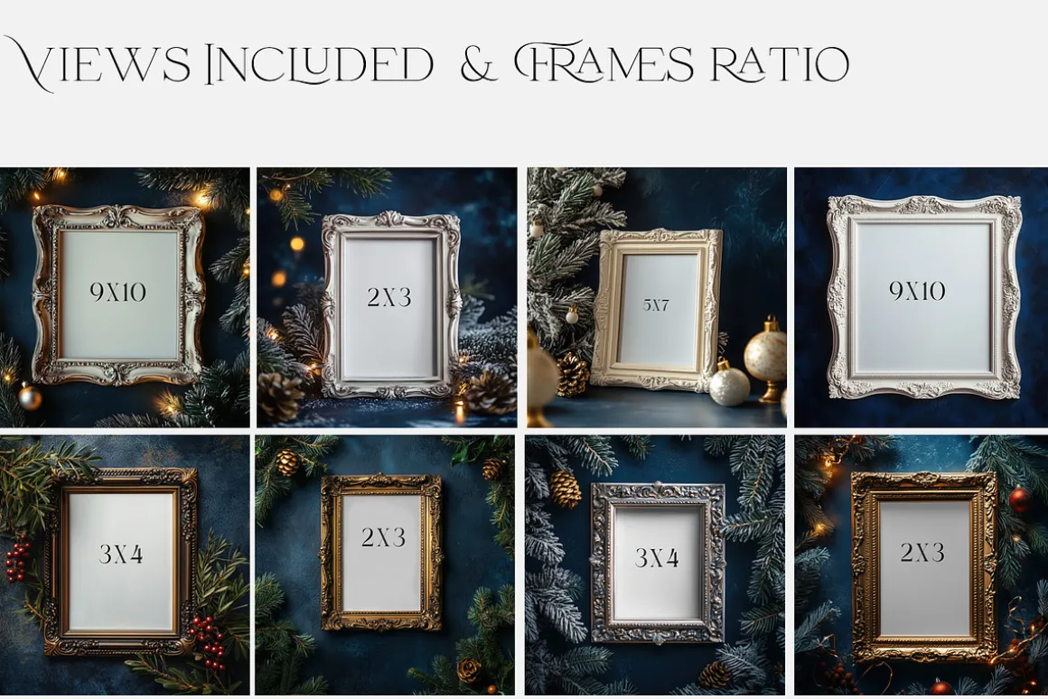 Blue Christmas Frames Collection