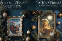 Blue Christmas Frames Collection