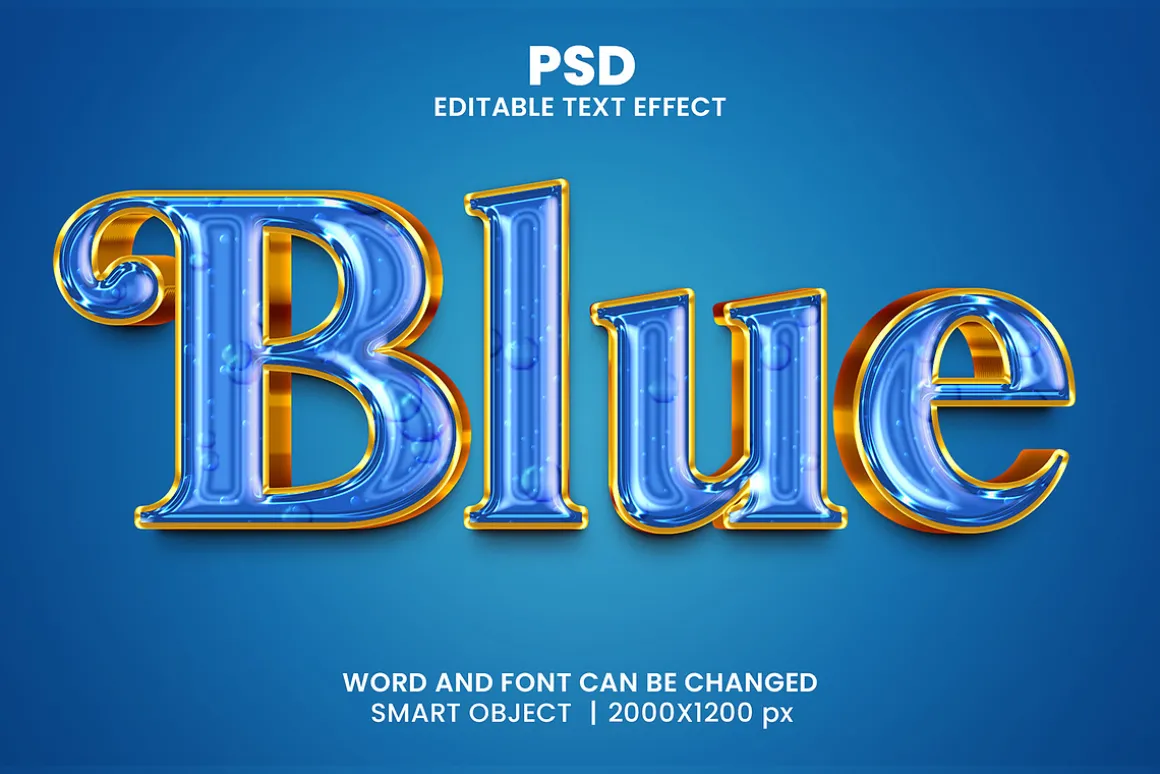 Blue 3d Editable Text Effect Style