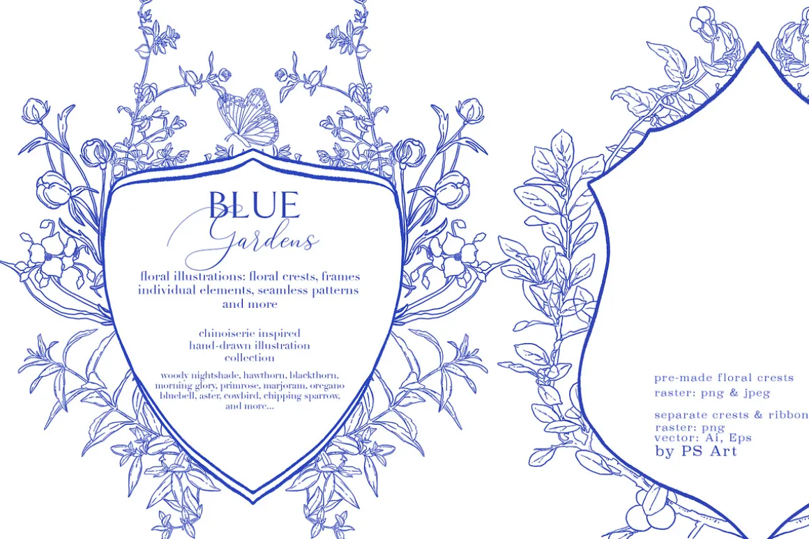 Blue Gardens Chinoiserie set