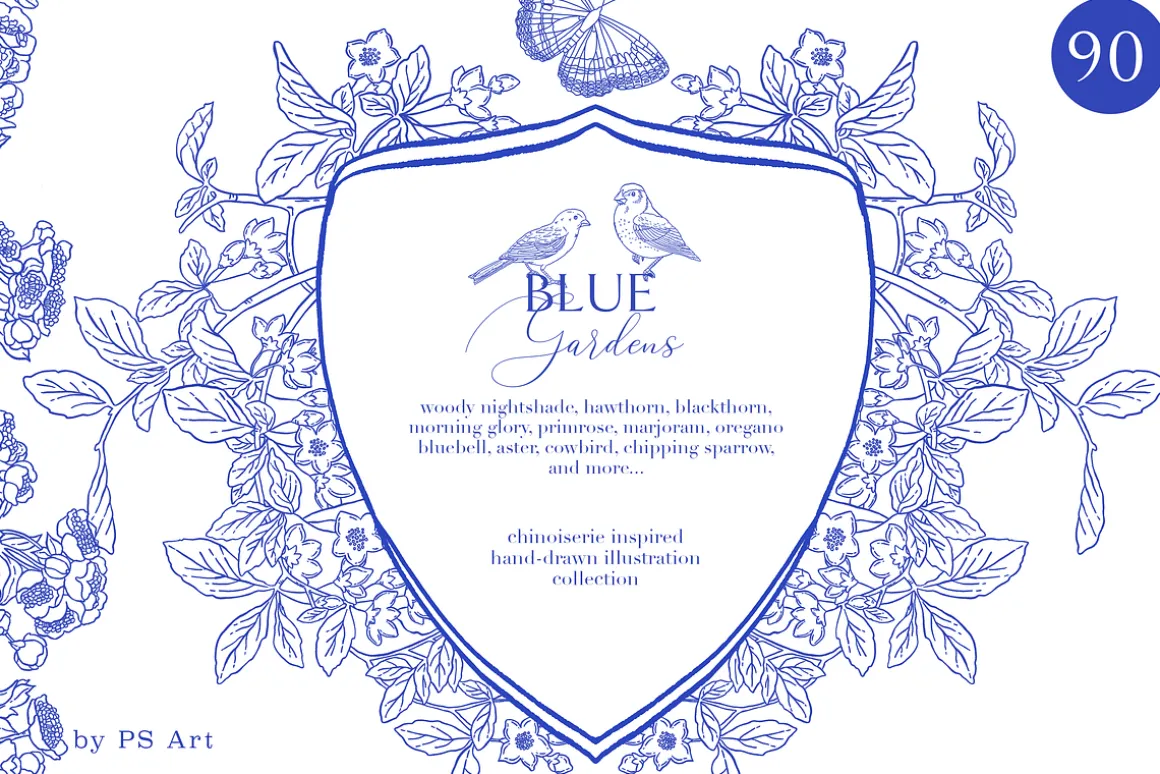 Blue Gardens Chinoiserie set
