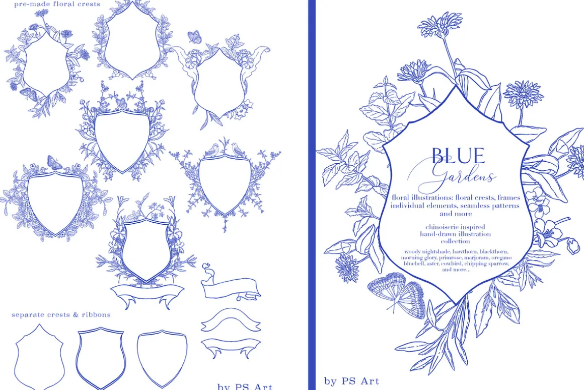 Blue Gardens Chinoiserie set