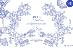 Blue Gardens Chinoiserie set