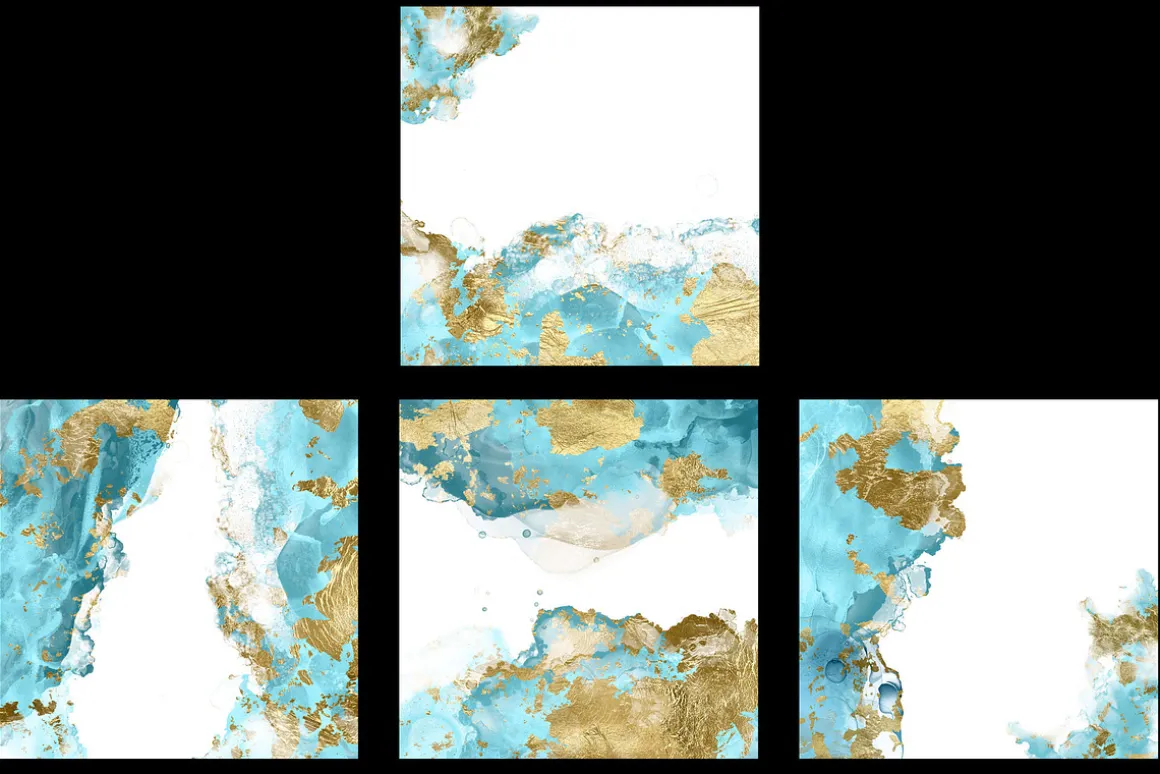 Blue Ink & Gold Foil Textures