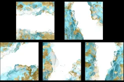 Blue Ink & Gold Foil Textures