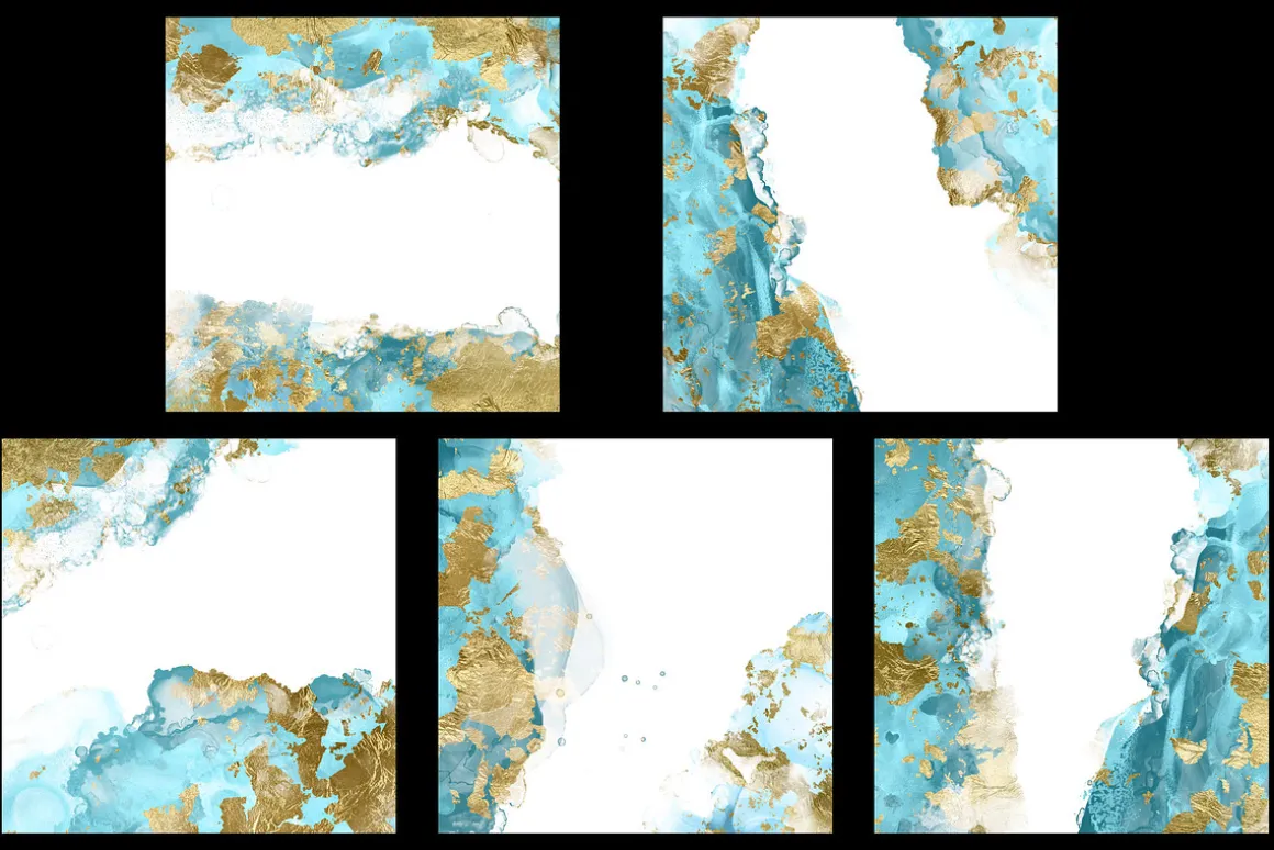 Blue Ink & Gold Foil Textures