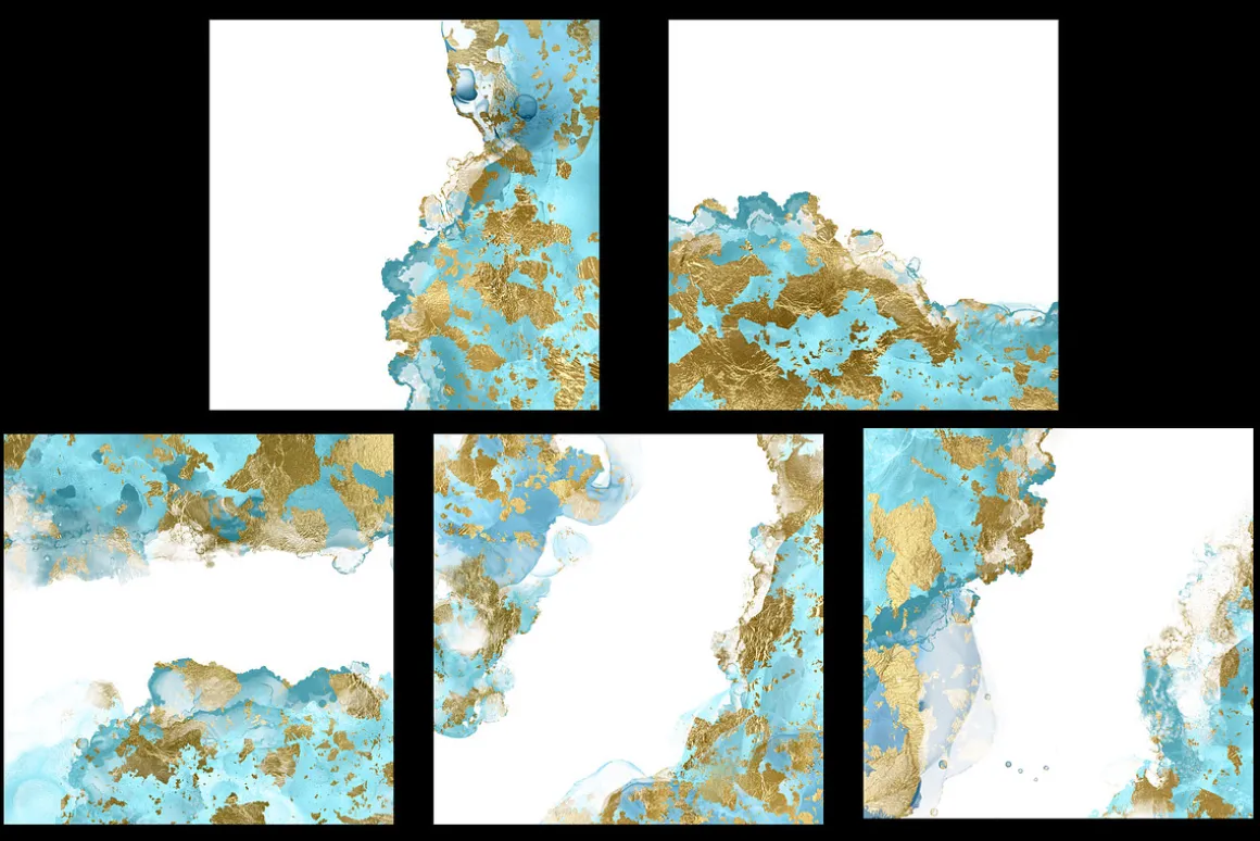 Blue Ink & Gold Foil Textures