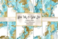 Blue Ink & Gold Foil Textures