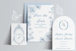 Blue Victorian Vintage Fine Line Art