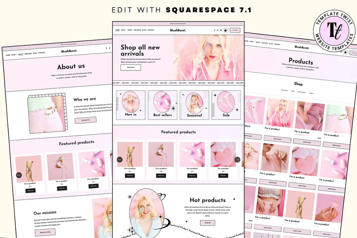 Blush Pink Pastel Website Template