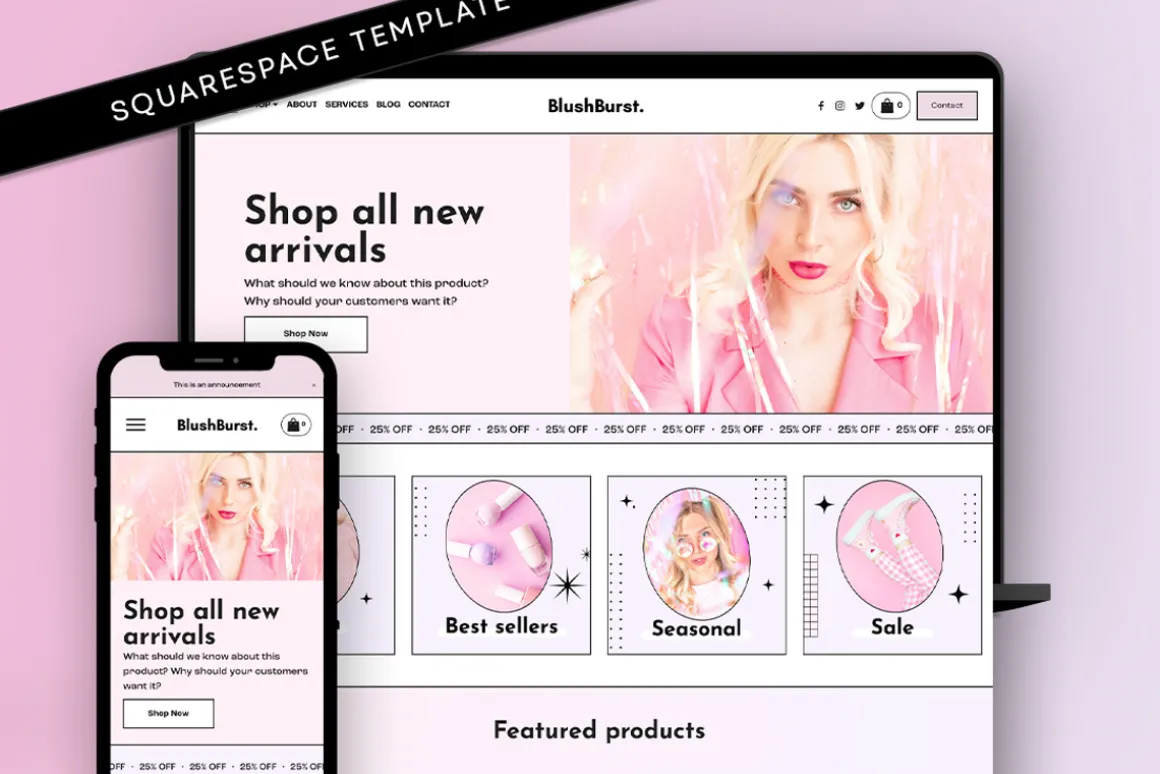 Blush Pink Pastel Website Template