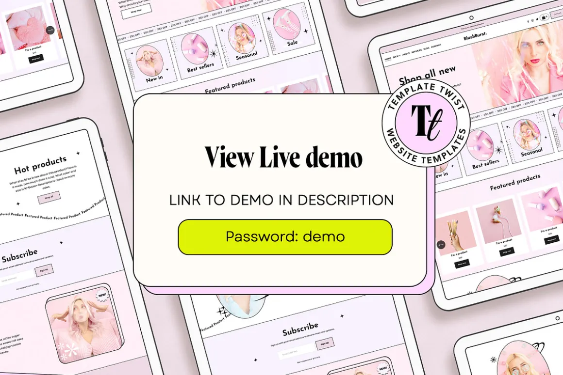 Blush Pink Pastel Website Template