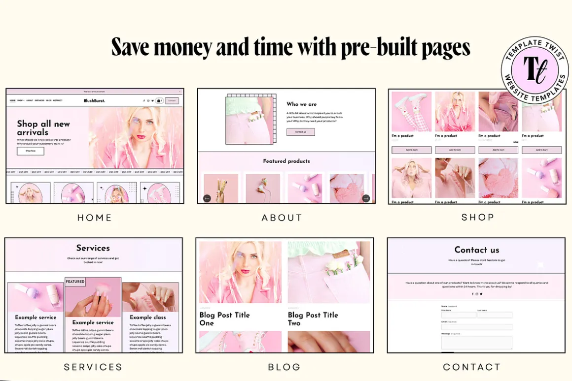 Blush Pink Pastel Website Template