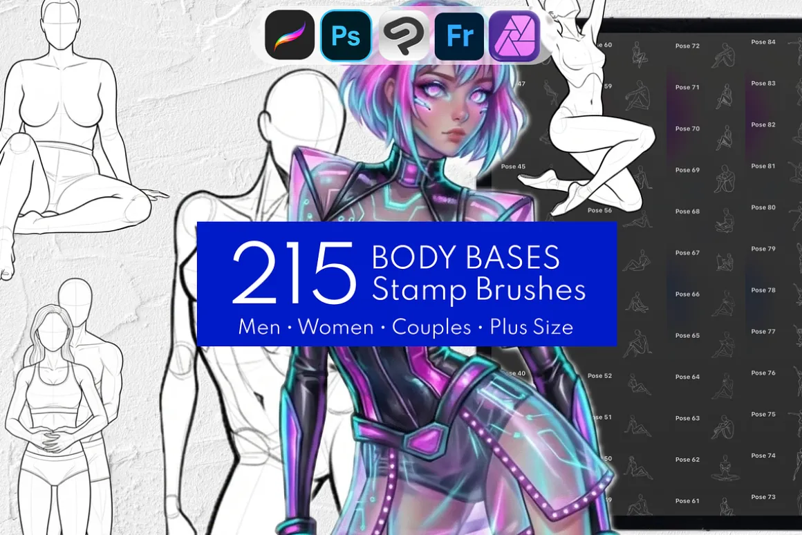 215 Body Stamp Brushes Bundle