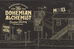 Bohemian Alchemist 5 Font + 15 Badge