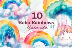 Boho Rainbows Watercolor