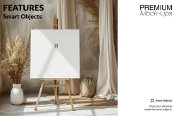 Boho Canvas on Easel Mockup -4 Sizes