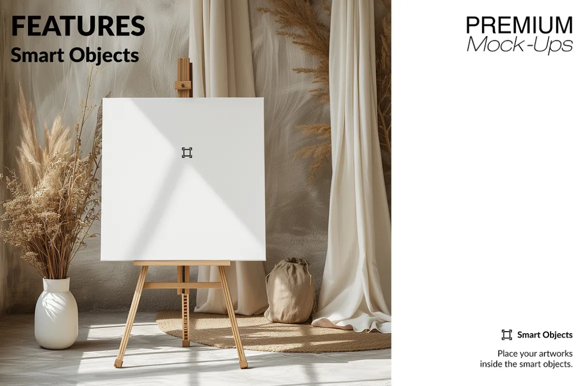 Boho Canvas on Easel Mockup -4 Sizes