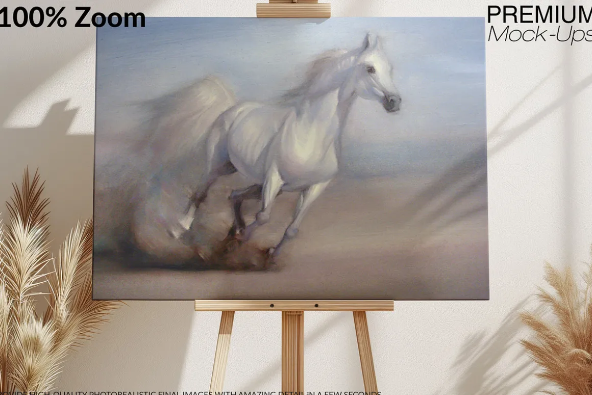 Boho Canvas on Easel Mockup -4 Sizes