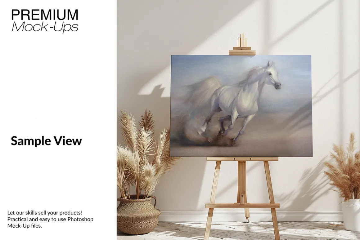 Boho Canvas on Easel Mockup -4 Sizes