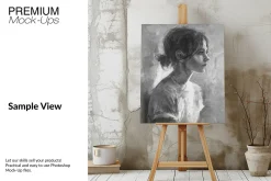 Boho Canvas on Easel Mockup -4 Sizes