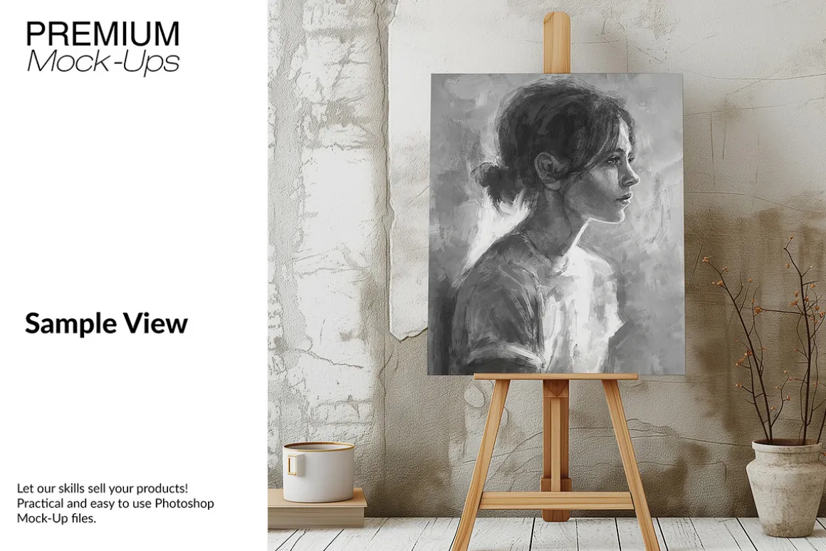 Boho Canvas on Easel Mockup -4 Sizes