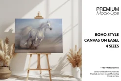 Boho Canvas on Easel Mockup -4 Sizes