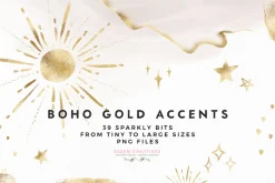Boho Gold Sun Stars Sparkle Clipart