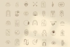 Boho logo design elements - vector