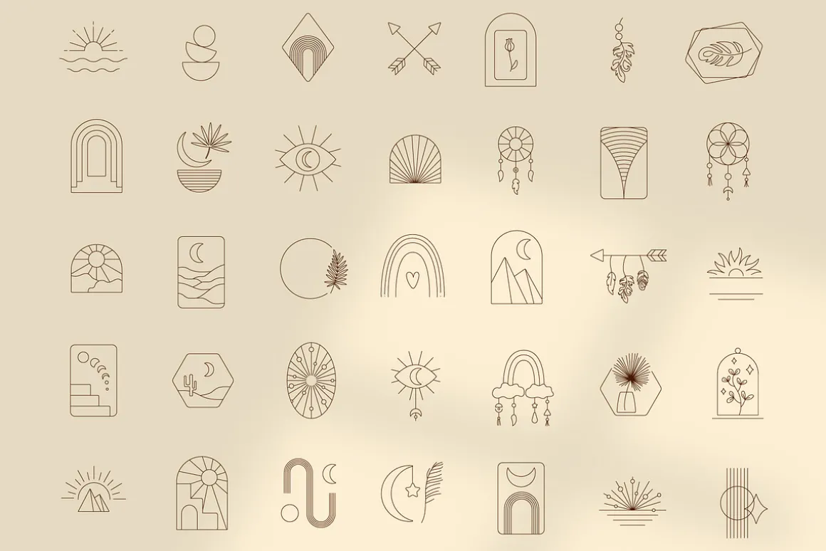 Boho logo design elements - vector