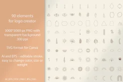 Boho logo design elements - vector