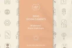Boho logo design elements - vector