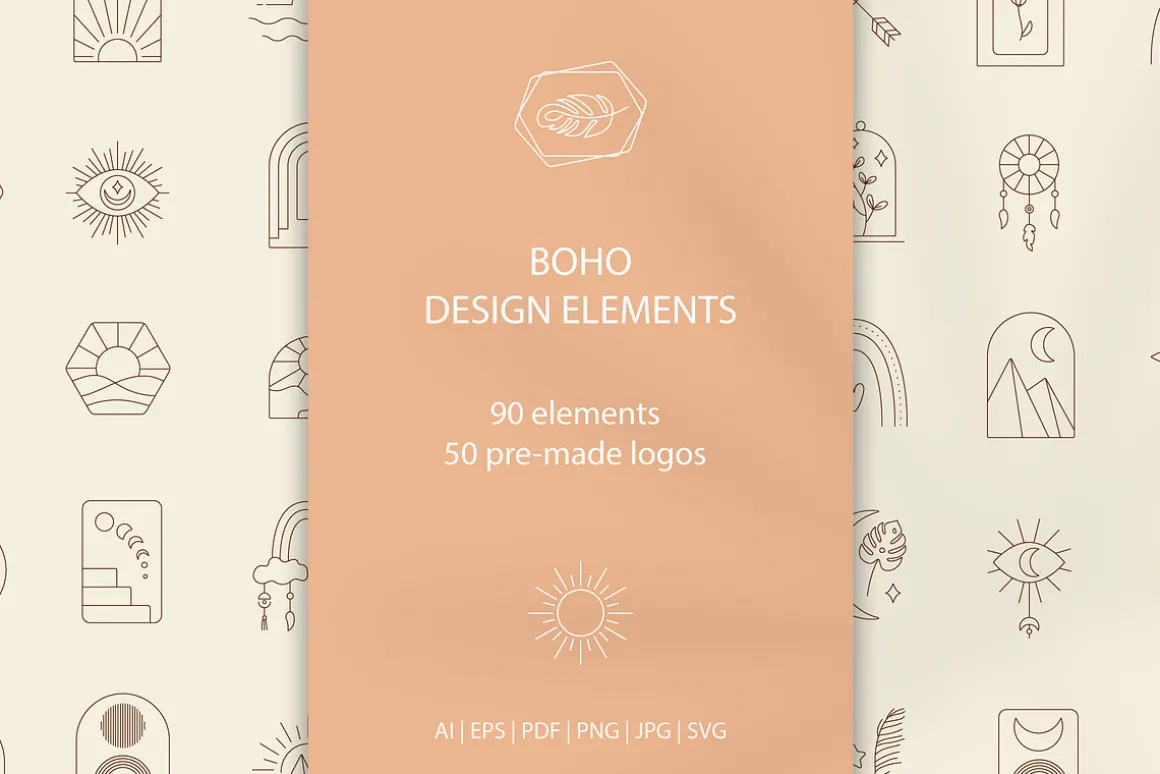 Boho logo design elements - vector